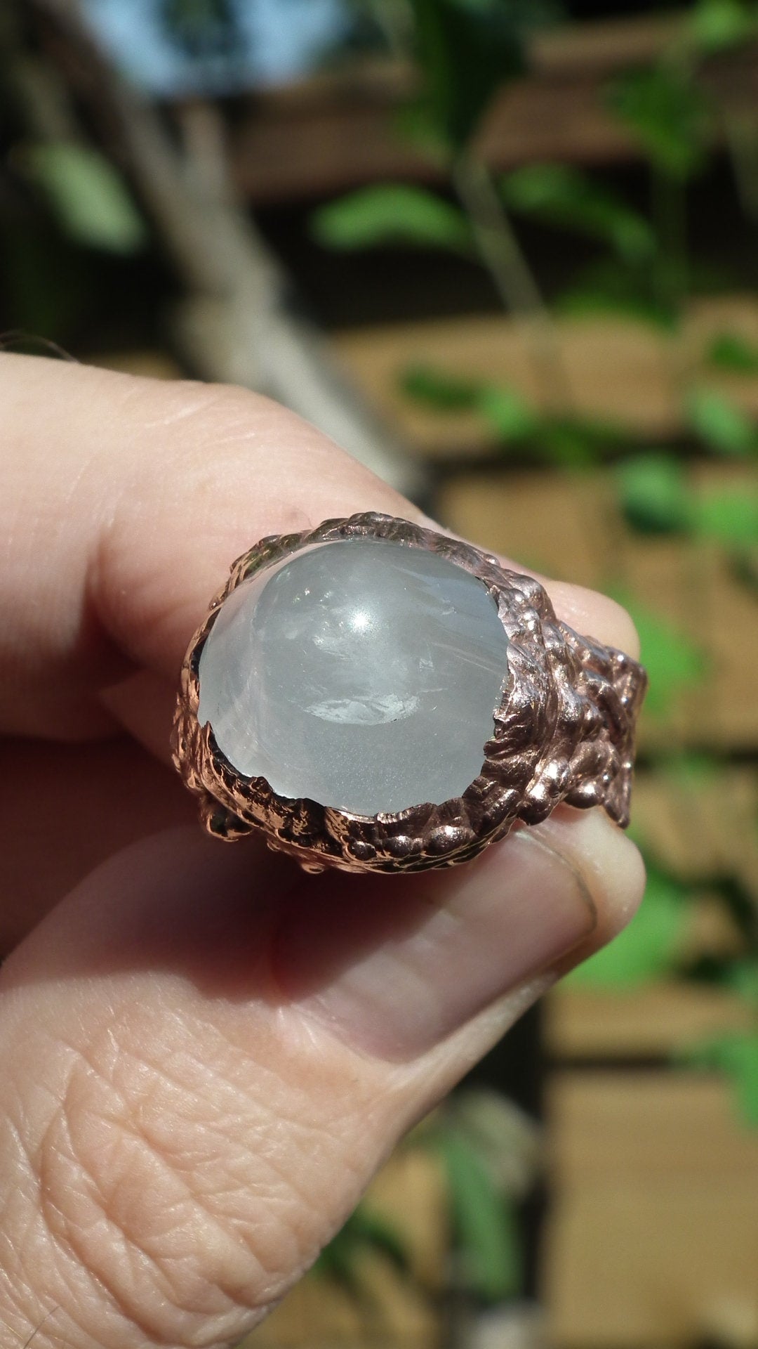 Rose quartz ring / Electroformed copper