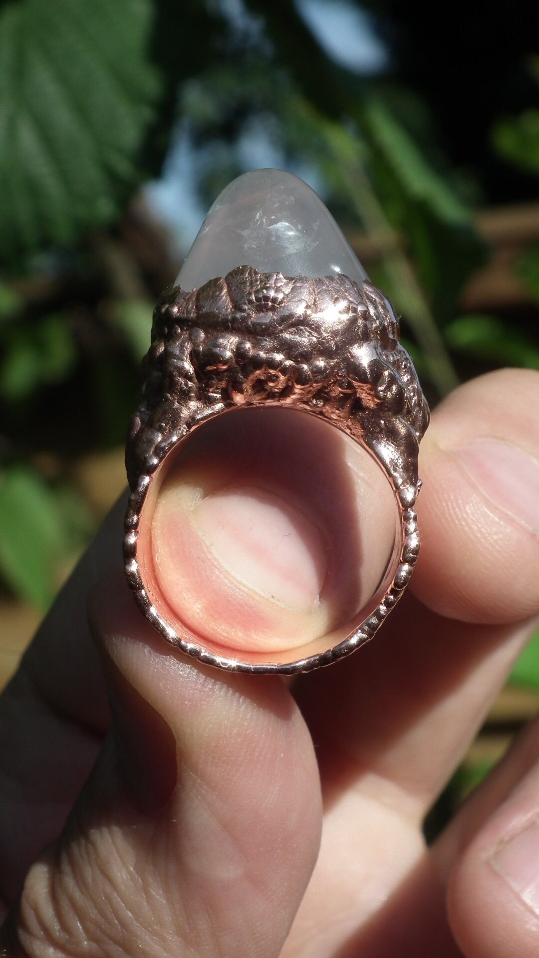 Rose quartz ring / Electroformed copper
