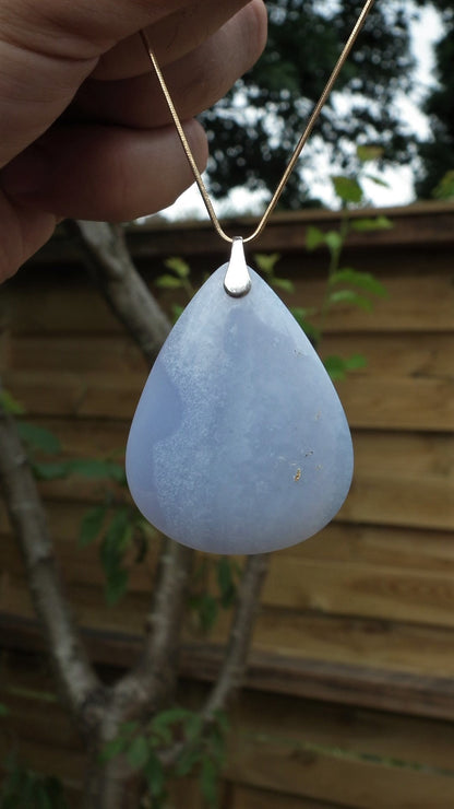 Blue Lace Agate necklace with sterling silver bail