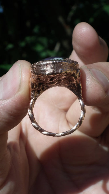 Electroformed copper // Chevron amethyst ring // Dogtheeth amethyst jewelry