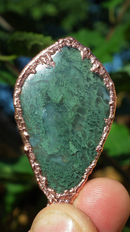 Copper formed Mossagate pendant