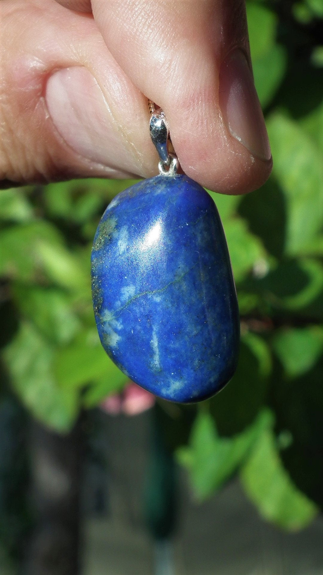lapis lazuli necklace with sterling Silver bail