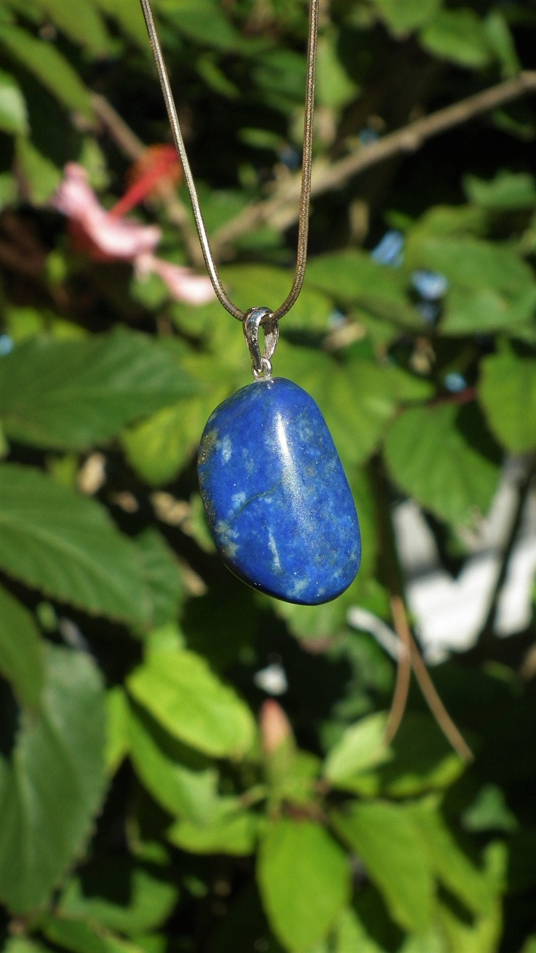 lapis lazuli necklace with sterling Silver bail