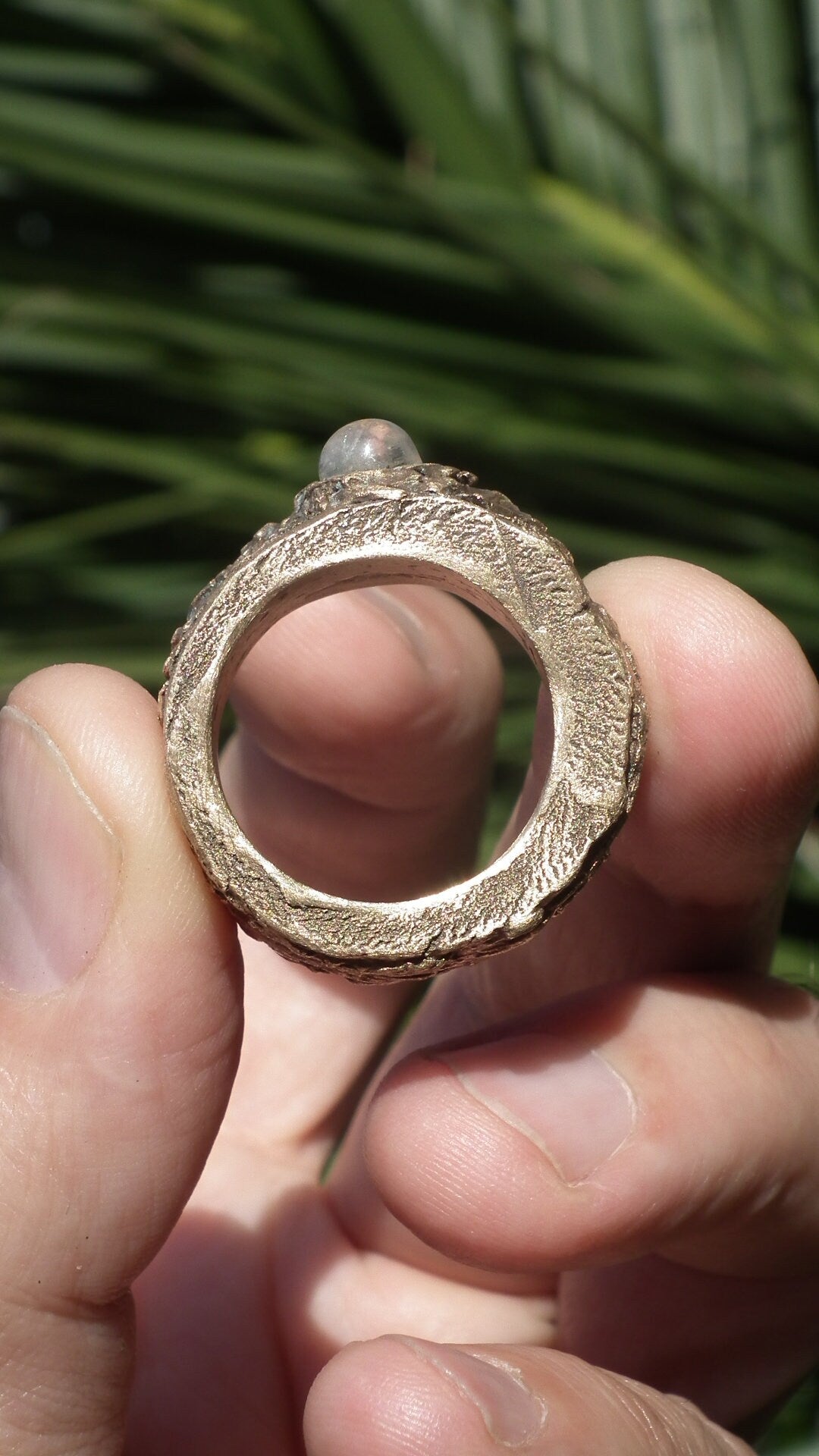 Bronze rainbow moonstone ring