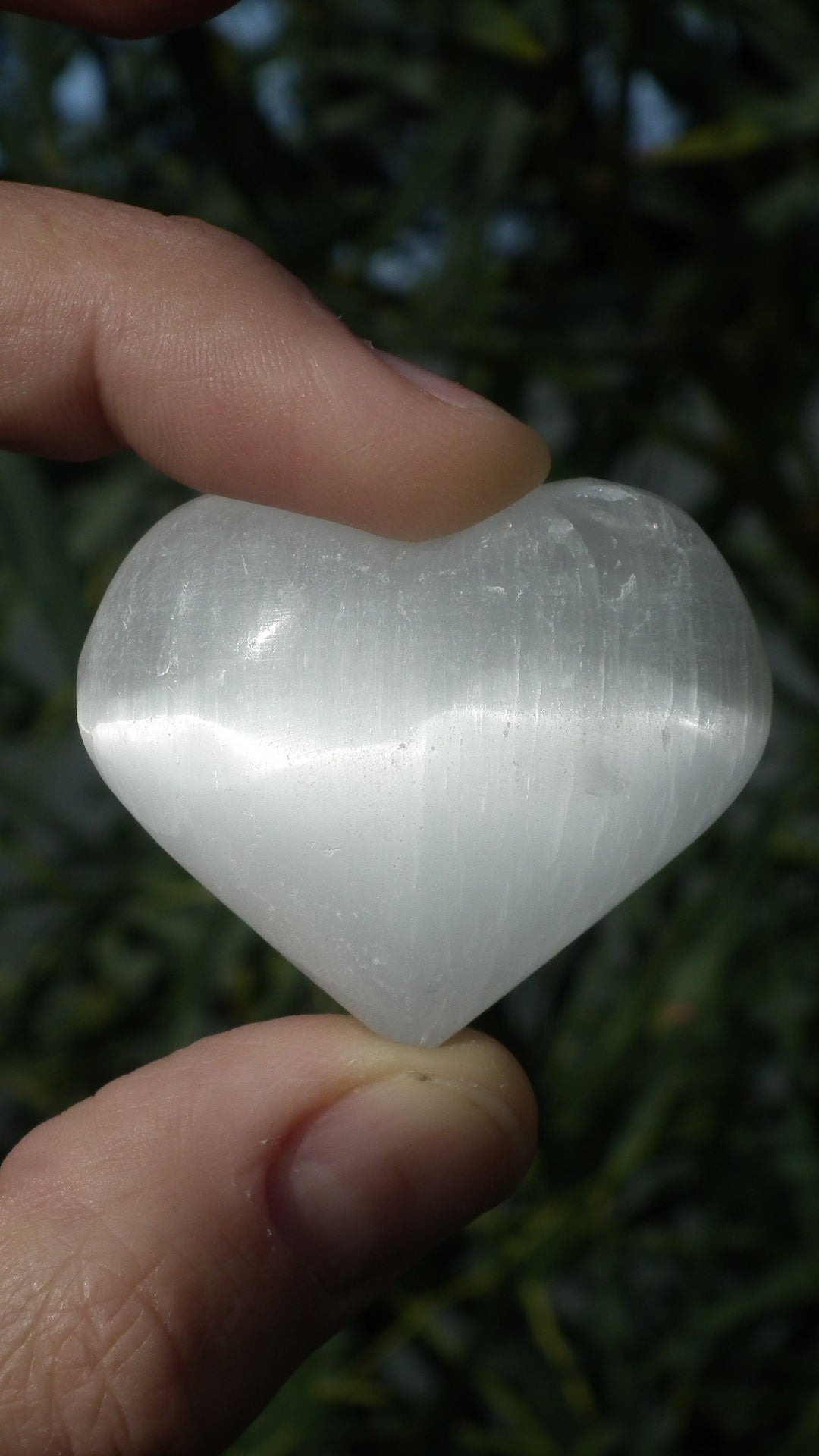 White selenite heart