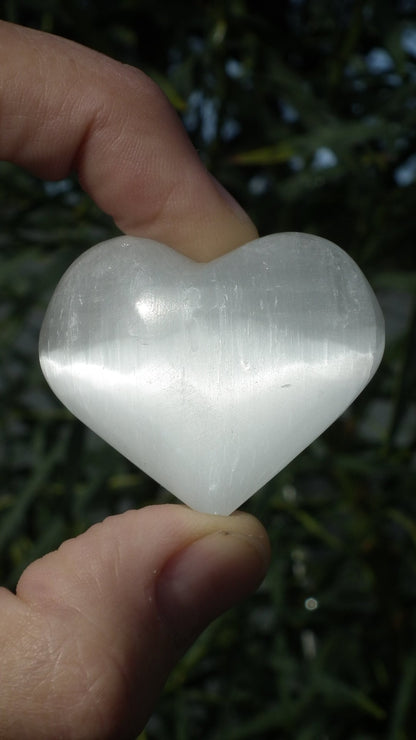 White selenite heart