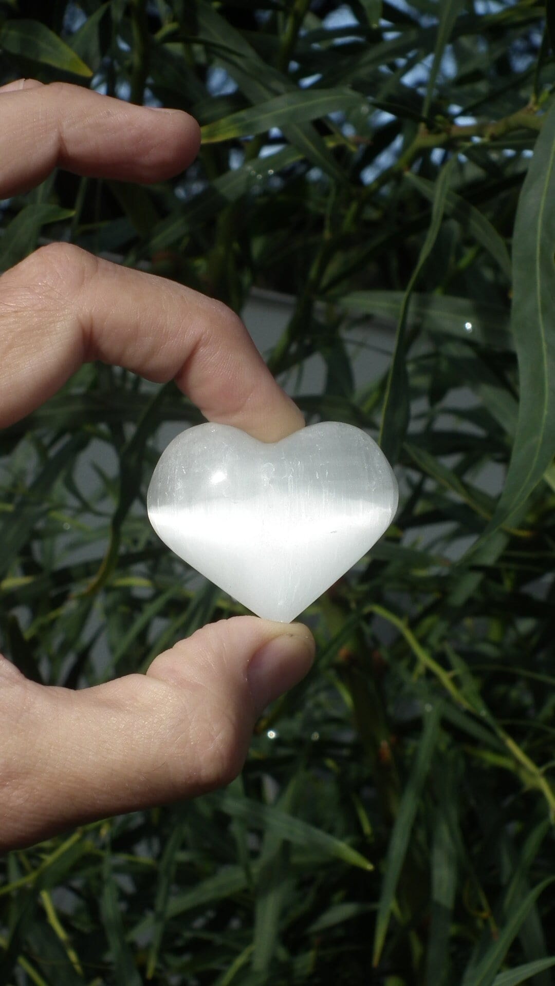 White selenite heart