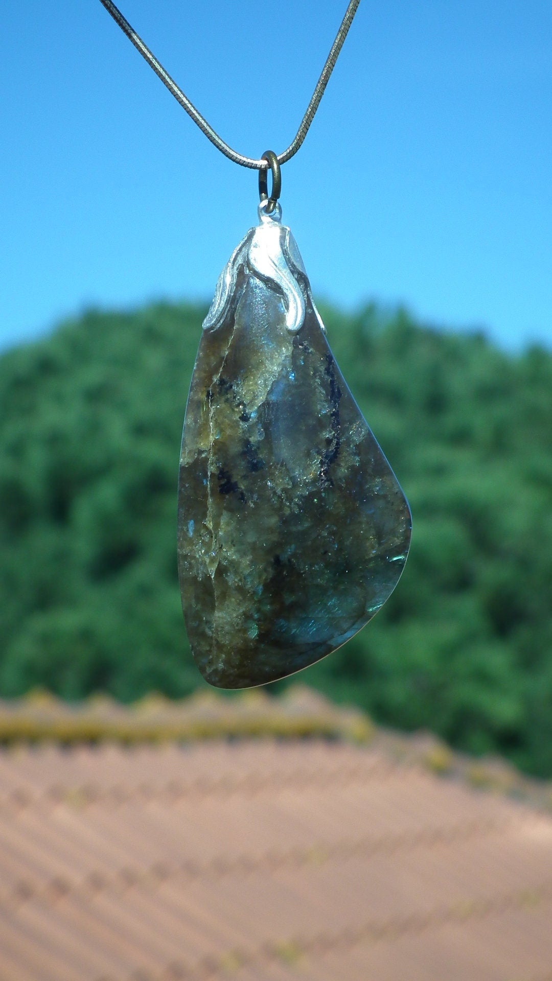 Labradorite necklace with silver plated bail