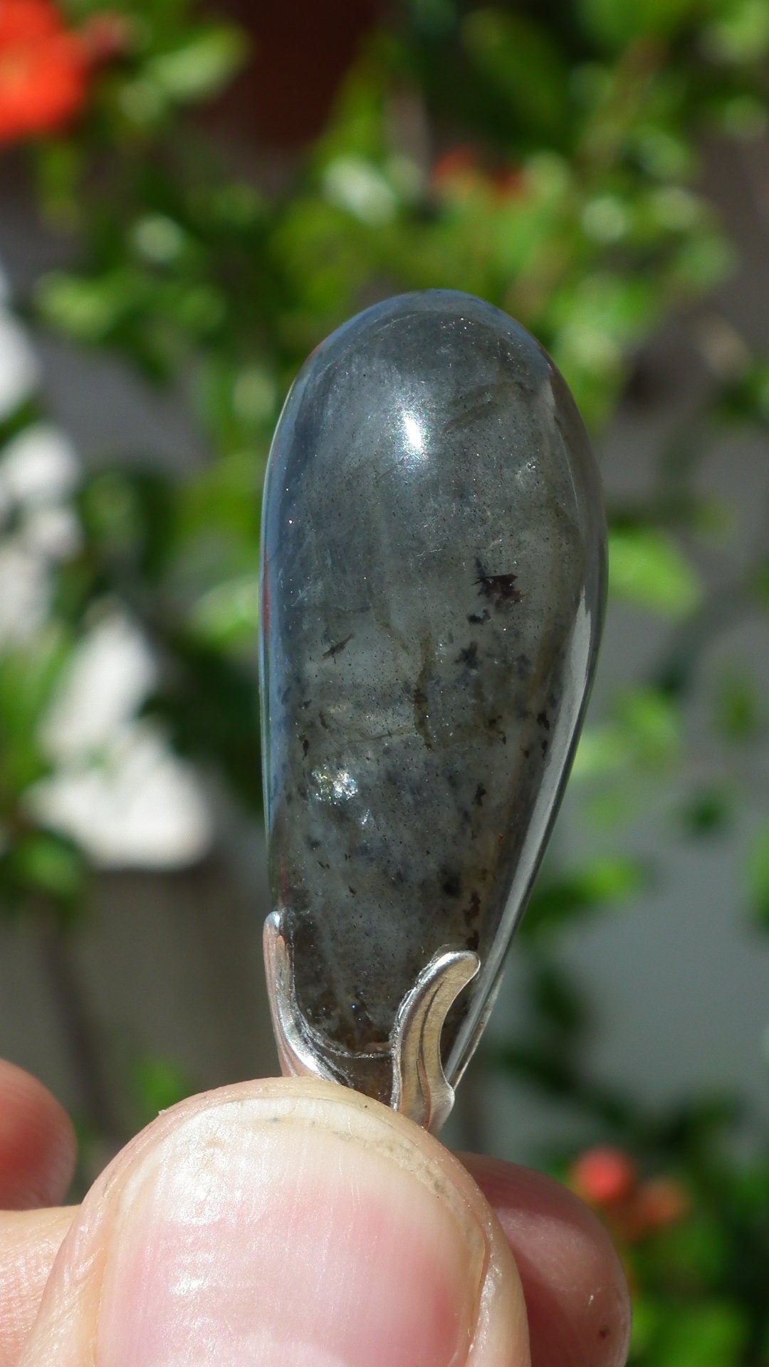 Labradorite necklace with silver plated bail