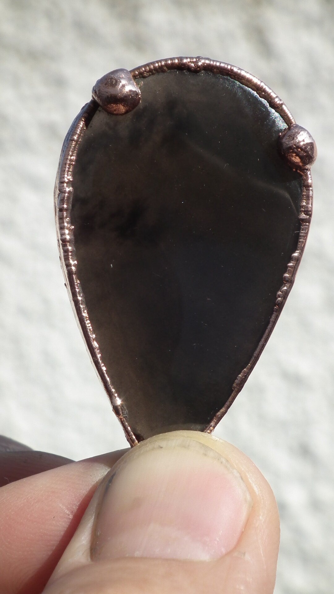 Copper Black obsidian necklace // Electroformed Copper // Free Copper Chain !
