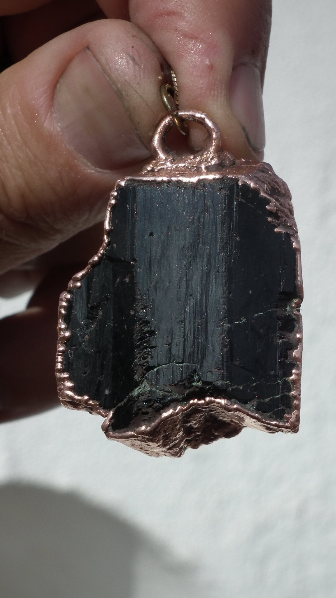 Black tourmaline pendant / raw black tourmaline