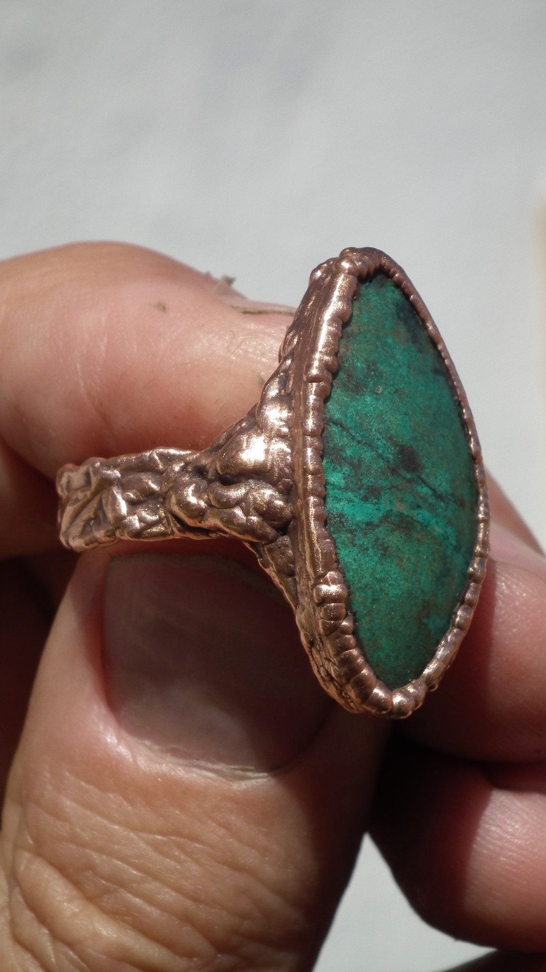 Chrysocolla ring / Electroformed Copper ring