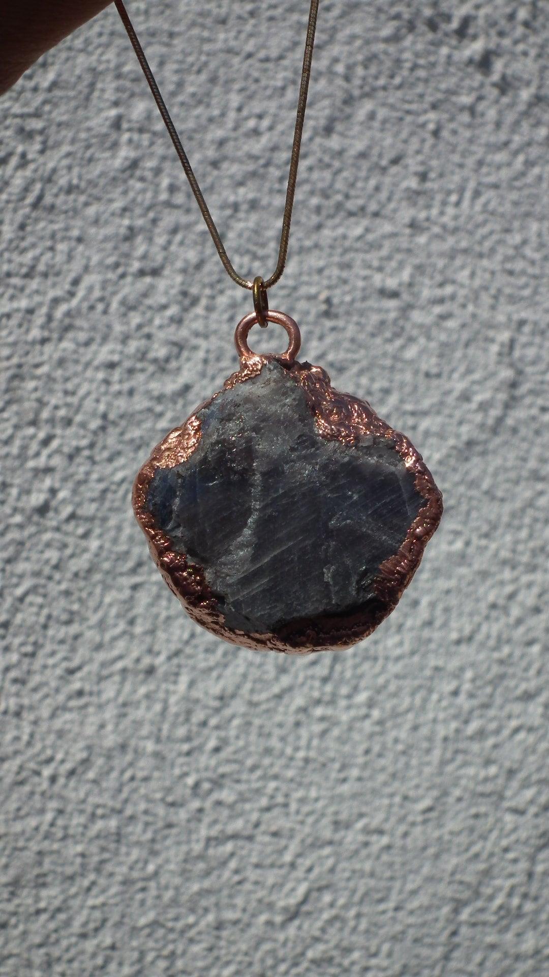 Electroformed Copper // raw sapphire Necklace // blue sapphire