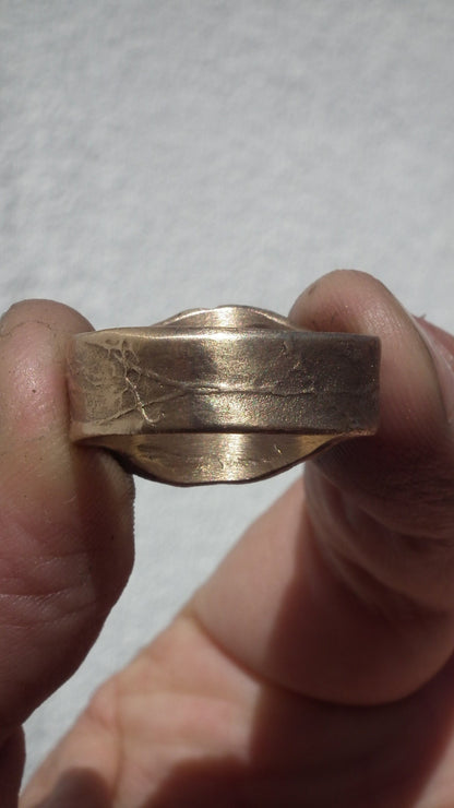 Moldavite ring / bronze ring / raw moldavite ring