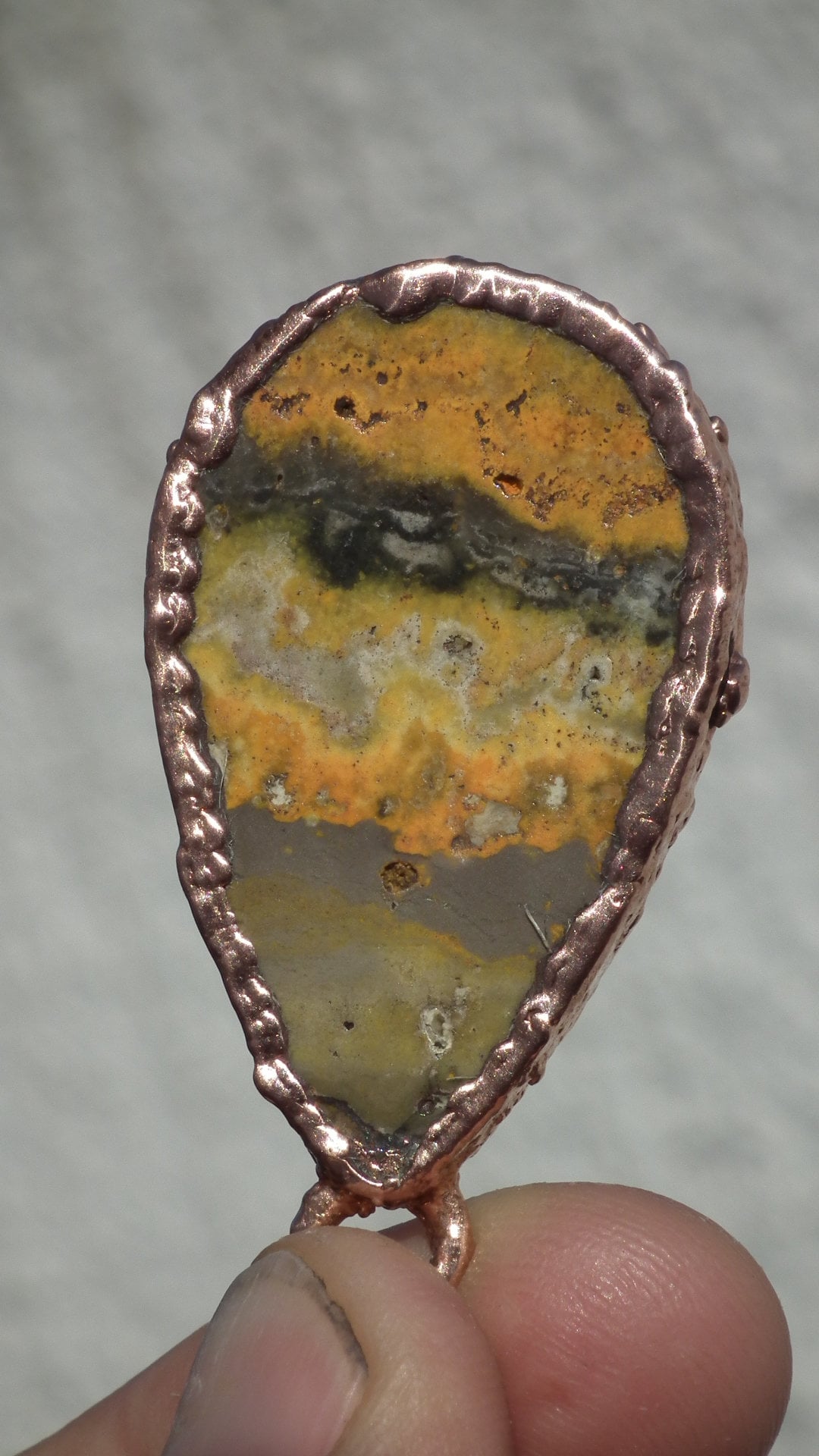 Bumblebee jasper necklace // Electroformed Copper