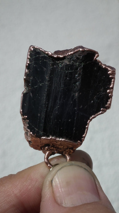 Black tourmaline pendant / raw black tourmaline