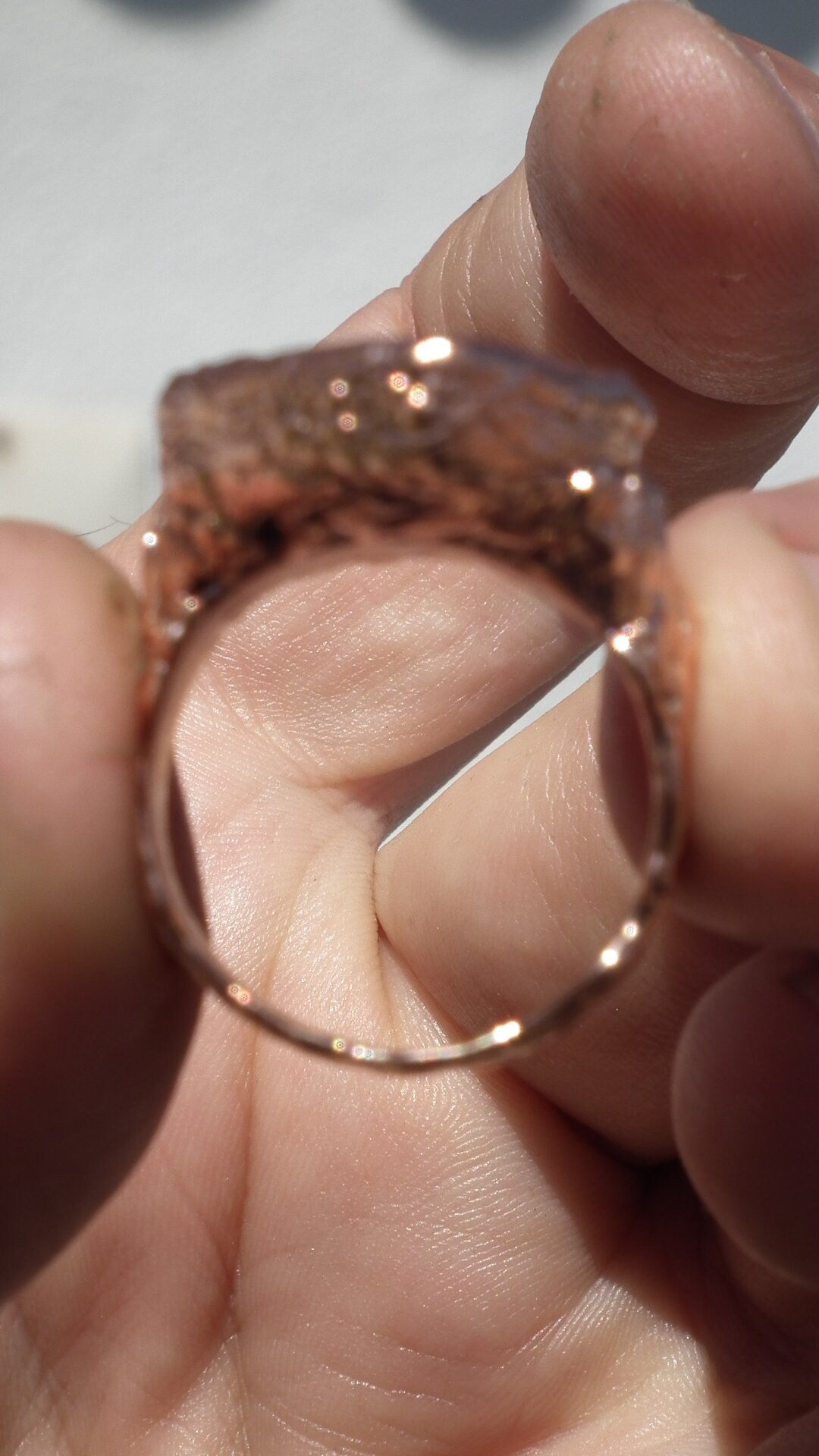 Electroformed copper koroit boulder opal ring