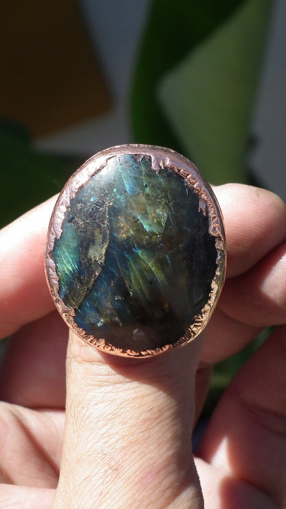 Electroformed Copper Labradorite ring // Labradorite jewelry
