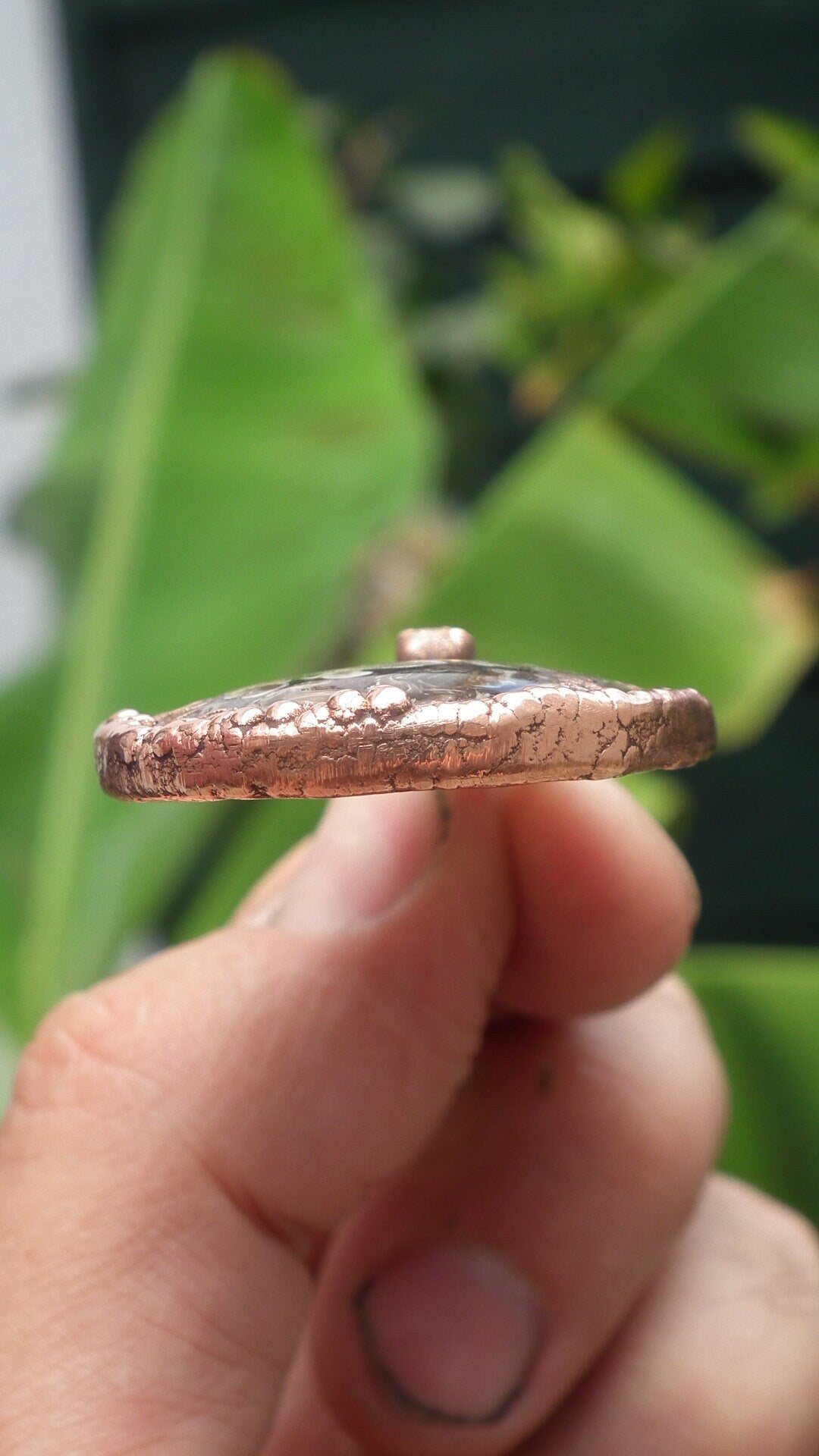 Electroformed copper Turitella Agate pendant