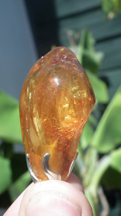Baltic amber / bernstein pendant with silverplated bel cap