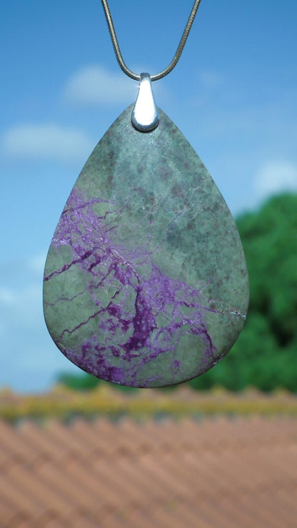 Stichtite pendant with sterling silver bail