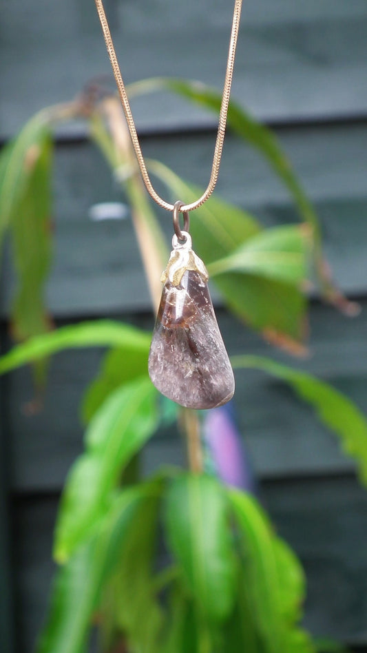 Super 7 pendant with silverplated bail // super 7 crystal // Amethyst cacoxenite