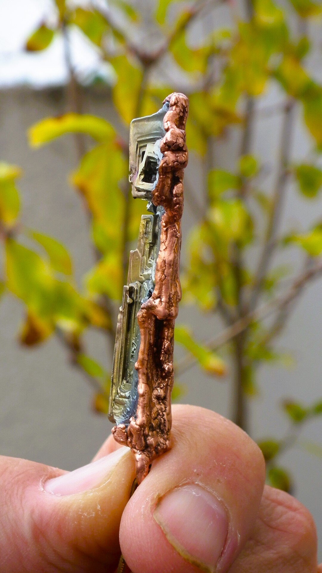 Copper bismuth crystal necklace
