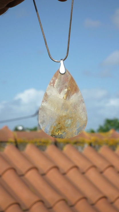Citrine necklace sterling silver bail