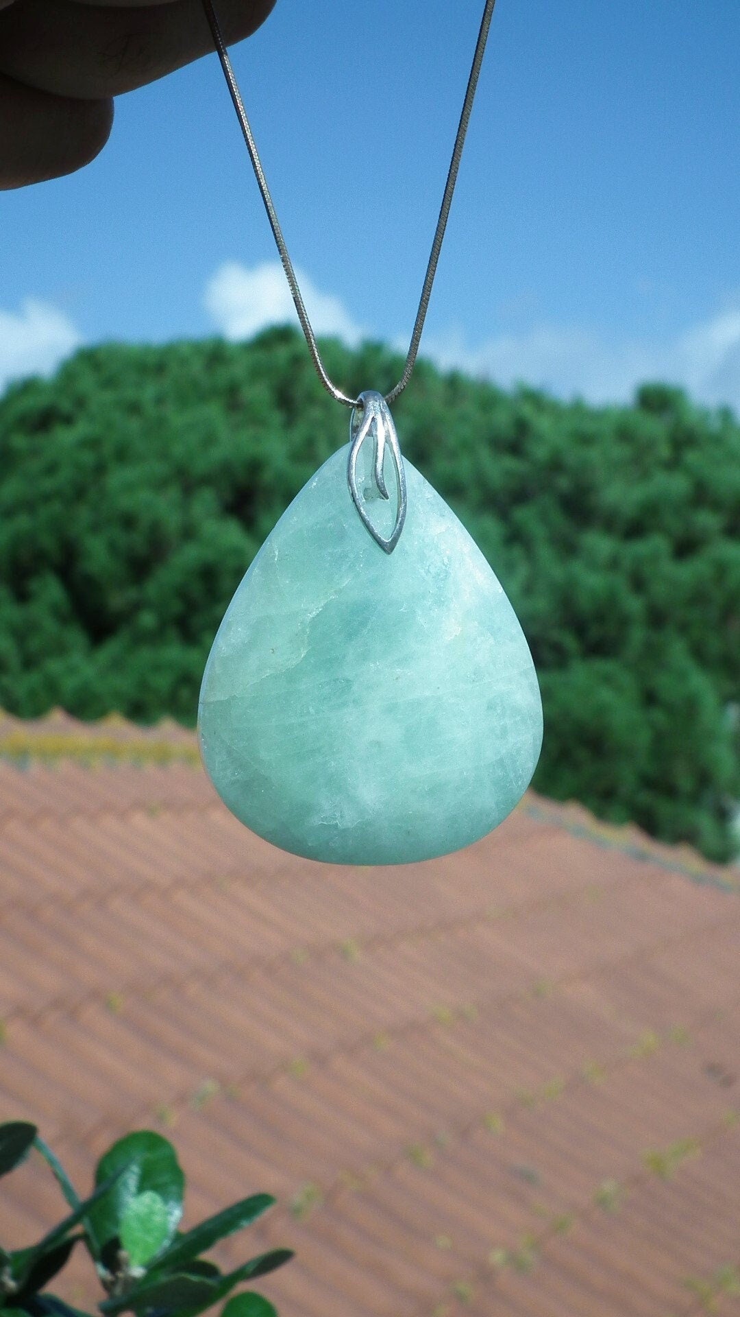 aquamarine necklace with sterling silver bail