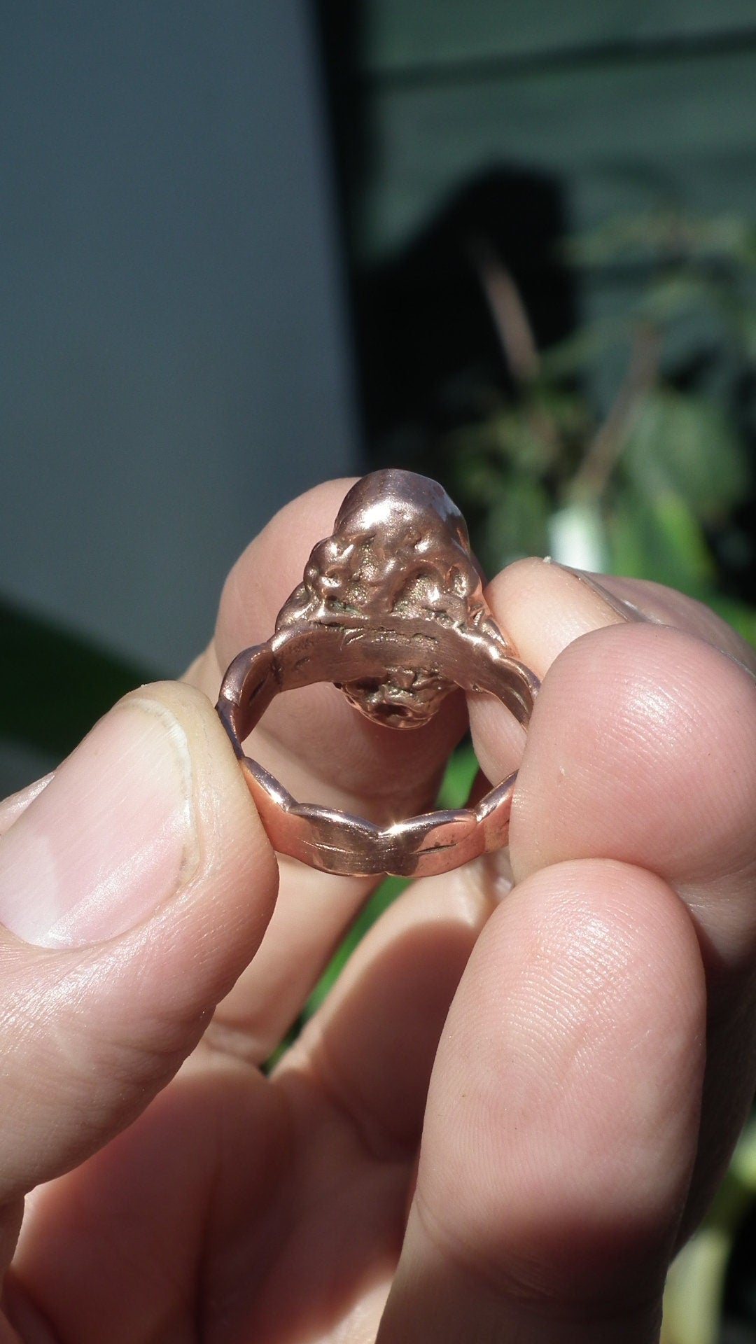 Electroformed copper Australian Opal ring
