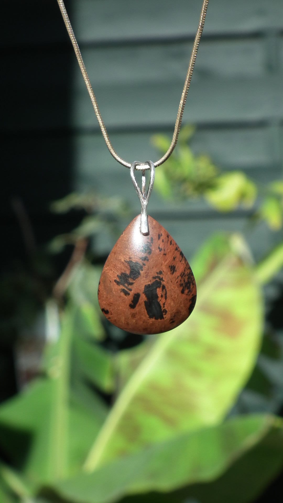 Mahogany Obsidian pendant with sterling silver bail