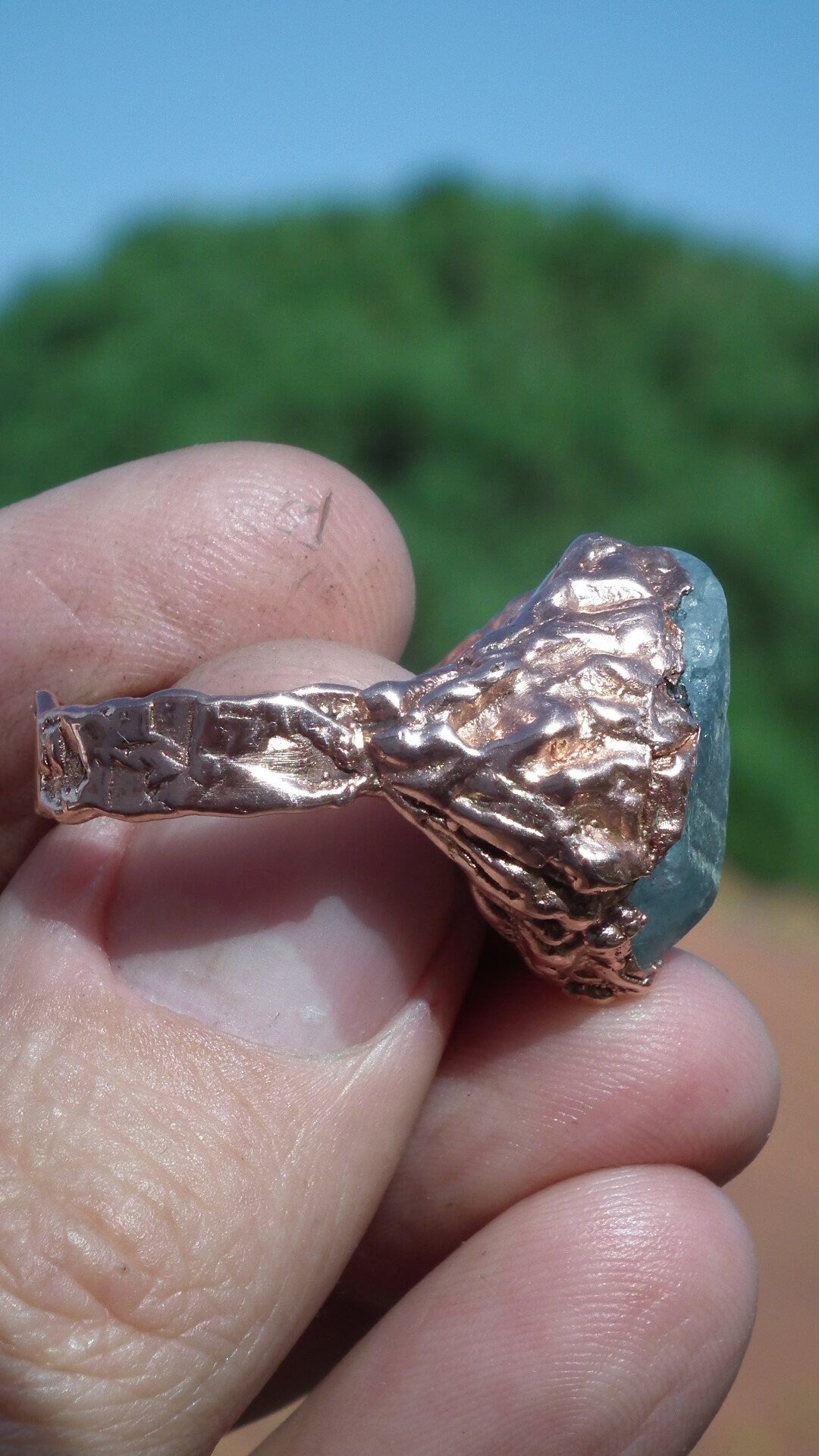 Handmade bronze Hessonite pendant