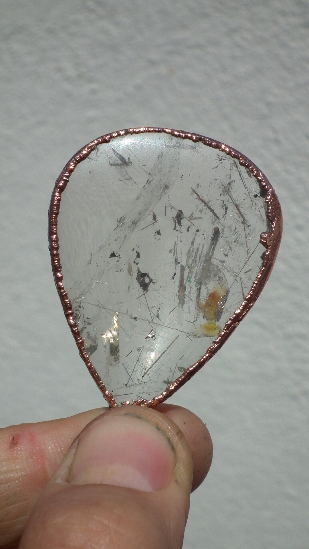 golden rutilated quartz necklace / Electroformed copper