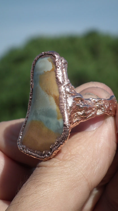 Electroformed copper Polychrome jasper Ring