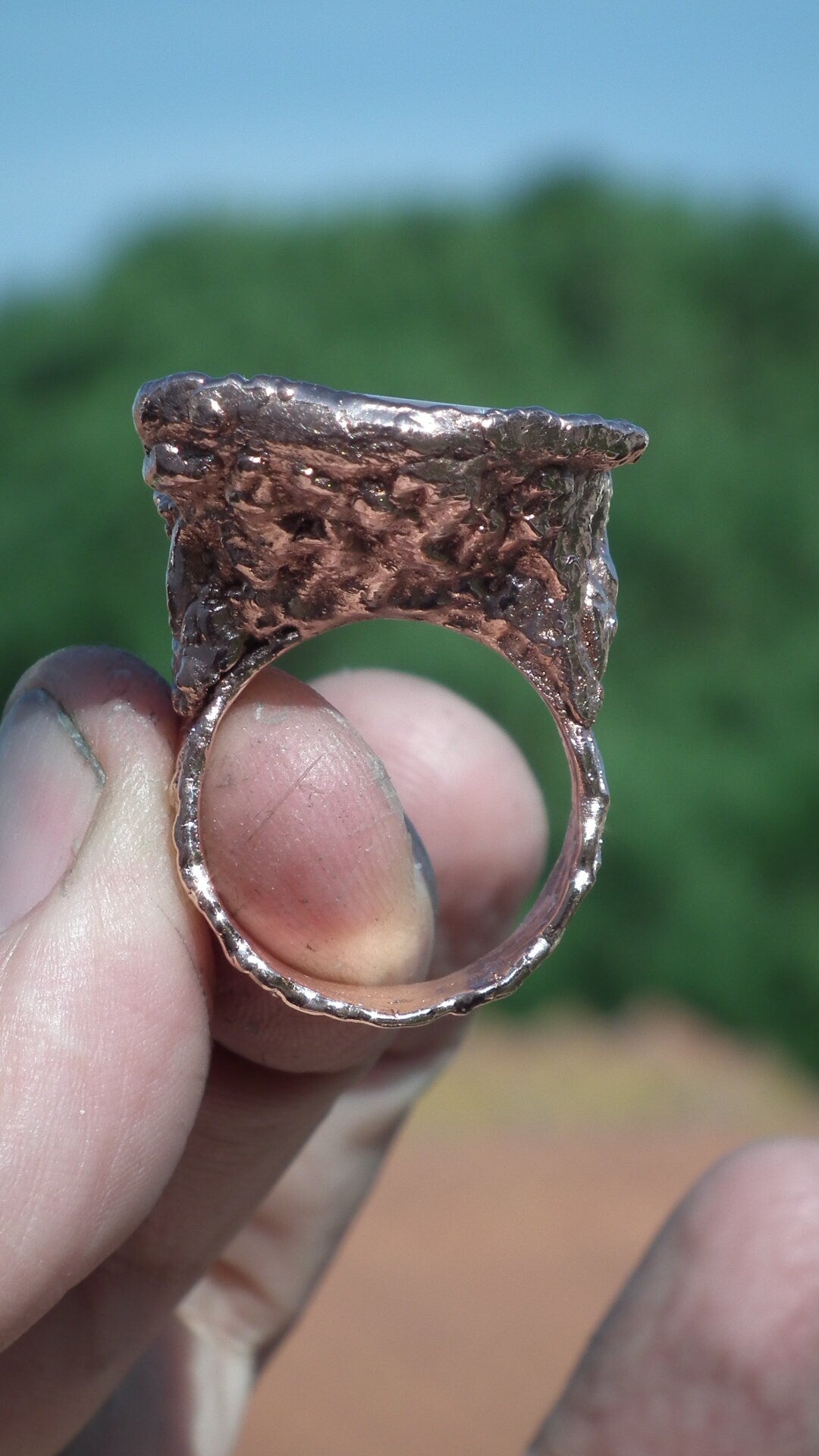 Electroformed copper Polychrome jasper Ring