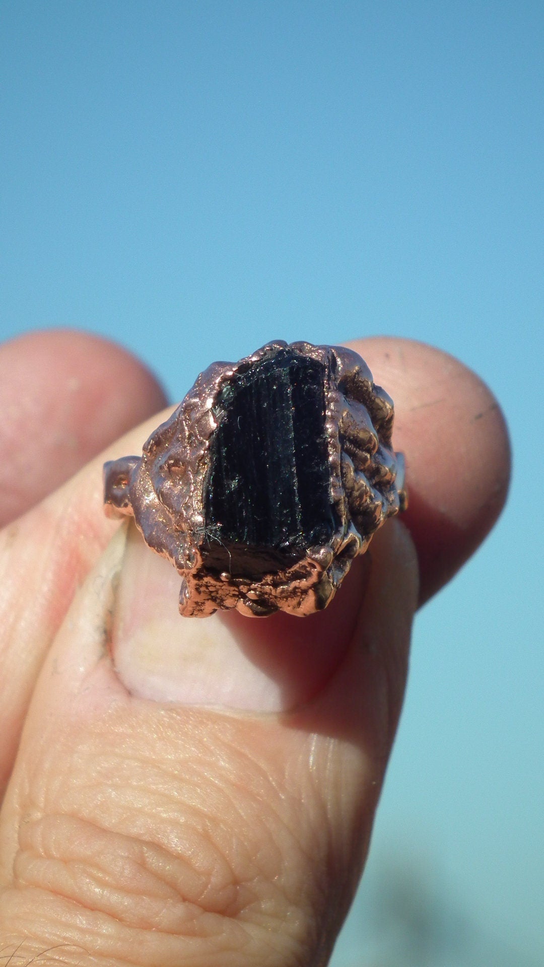 Black tourmaline ring / Copper ring