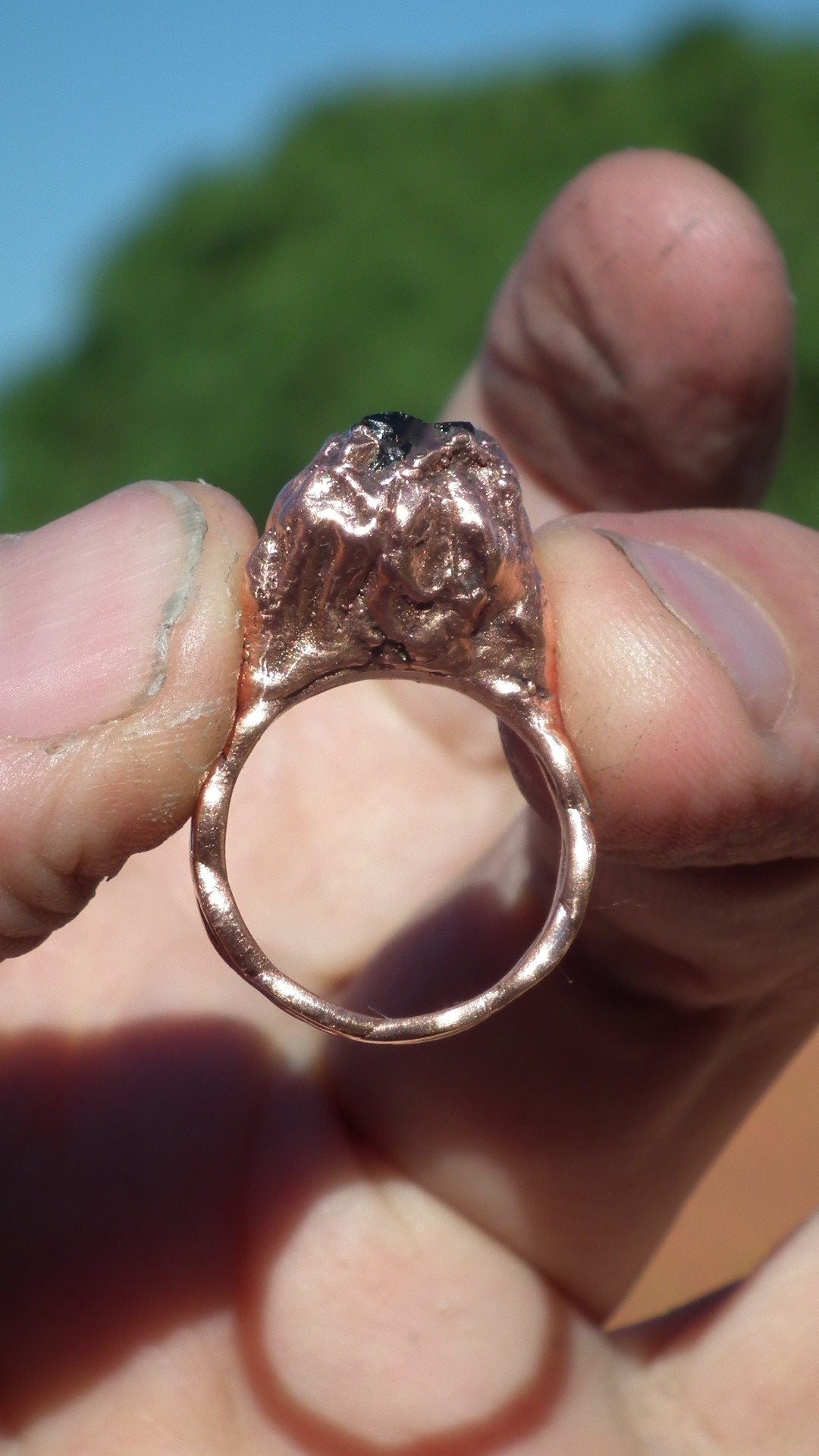 Black tourmaline ring / Copper ring