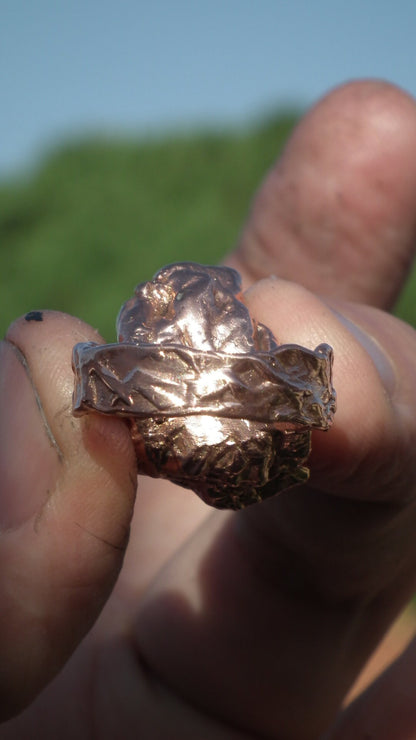 Electroformed Copper celestite ring / Celestite crystal