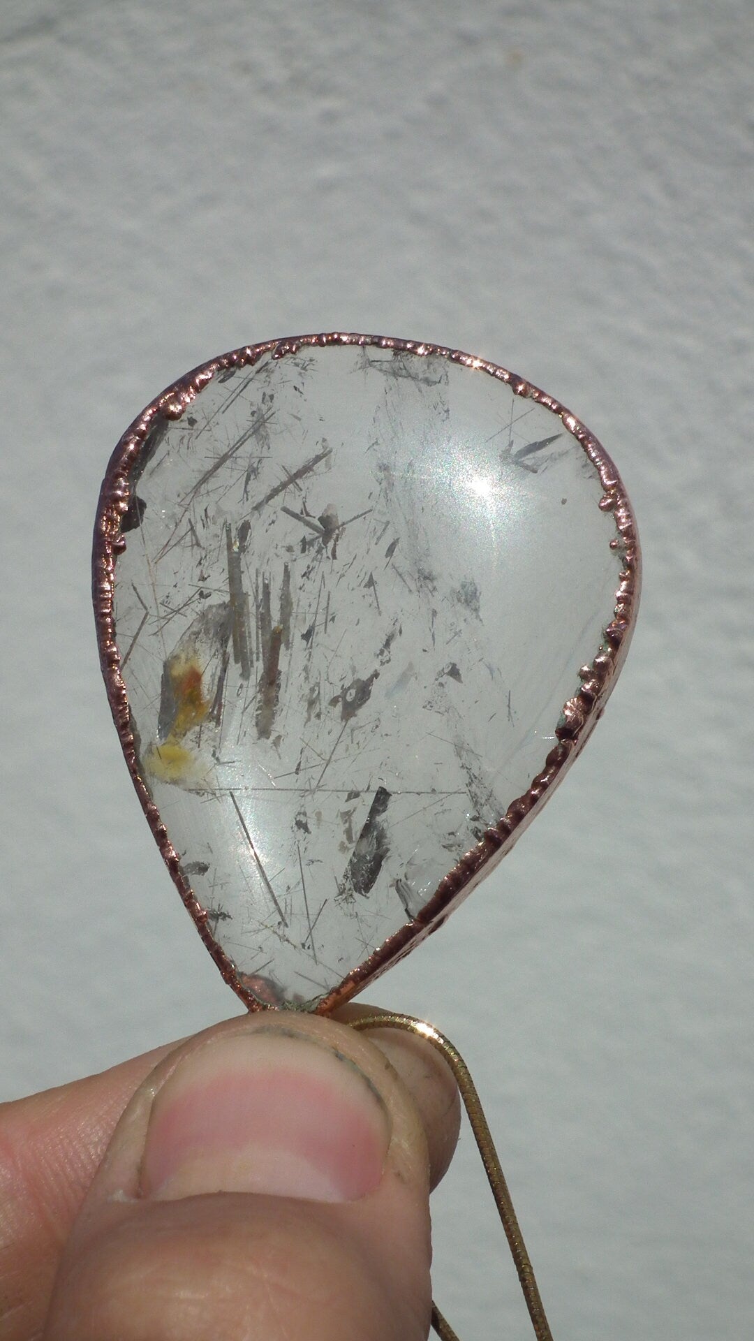 golden rutilated quartz necklace / Electroformed copper