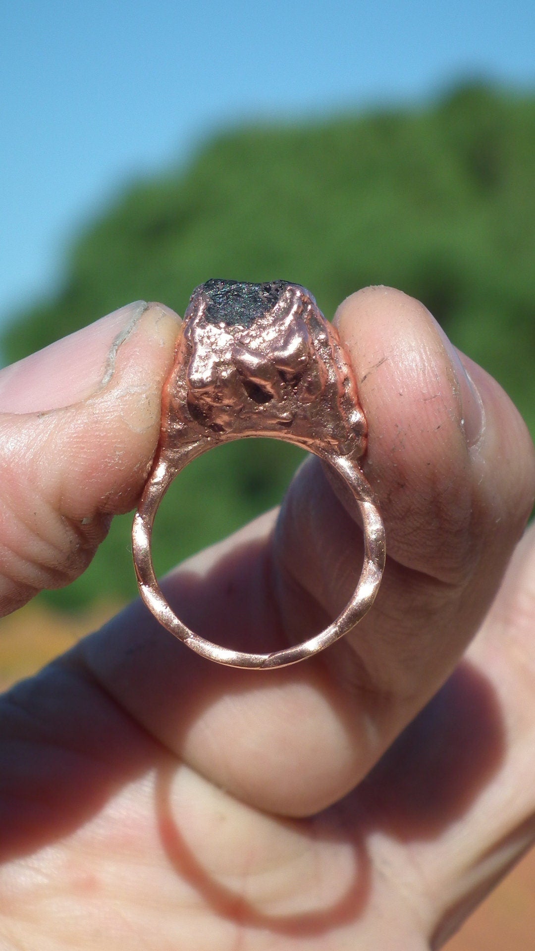 Black tourmaline ring / Copper ring