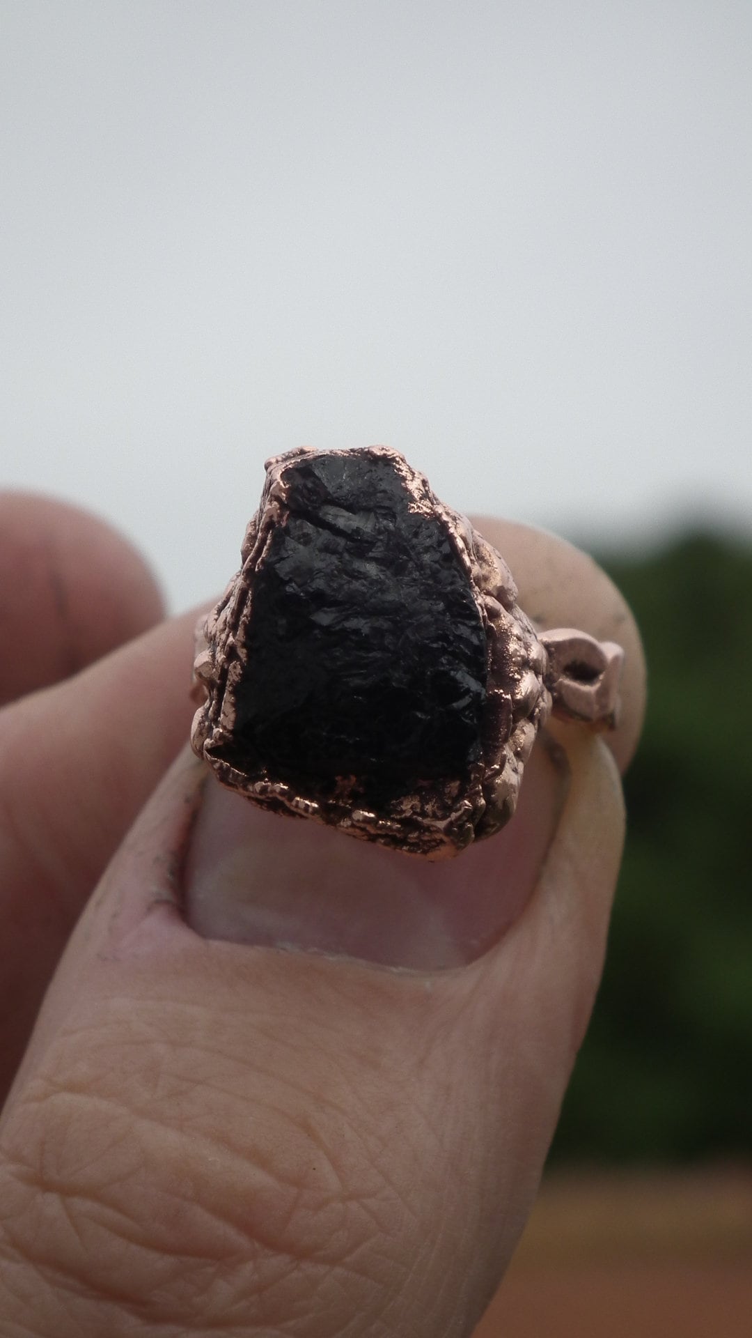 Black tourmaline ring / Copper ring