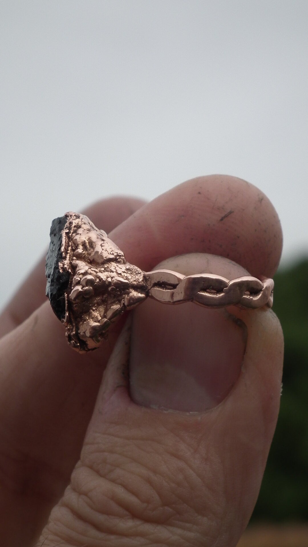 Black tourmaline ring / Copper ring