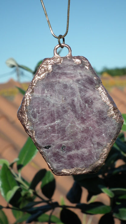 Raw ruby necklace / Electroformed copper / Ruby crystal