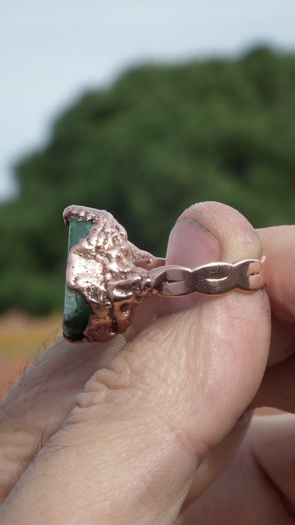 Chrysocolla ring / Electroformed Copper ring / Druzy chrysocolla