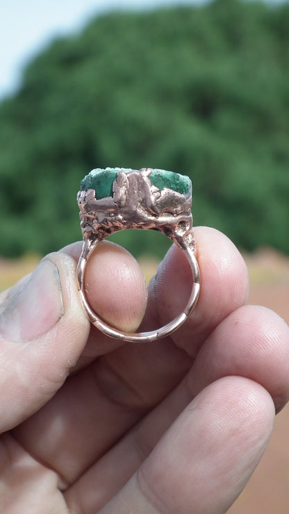 Chrysocolla ring / Electroformed Copper ring / Druzy chrysocolla