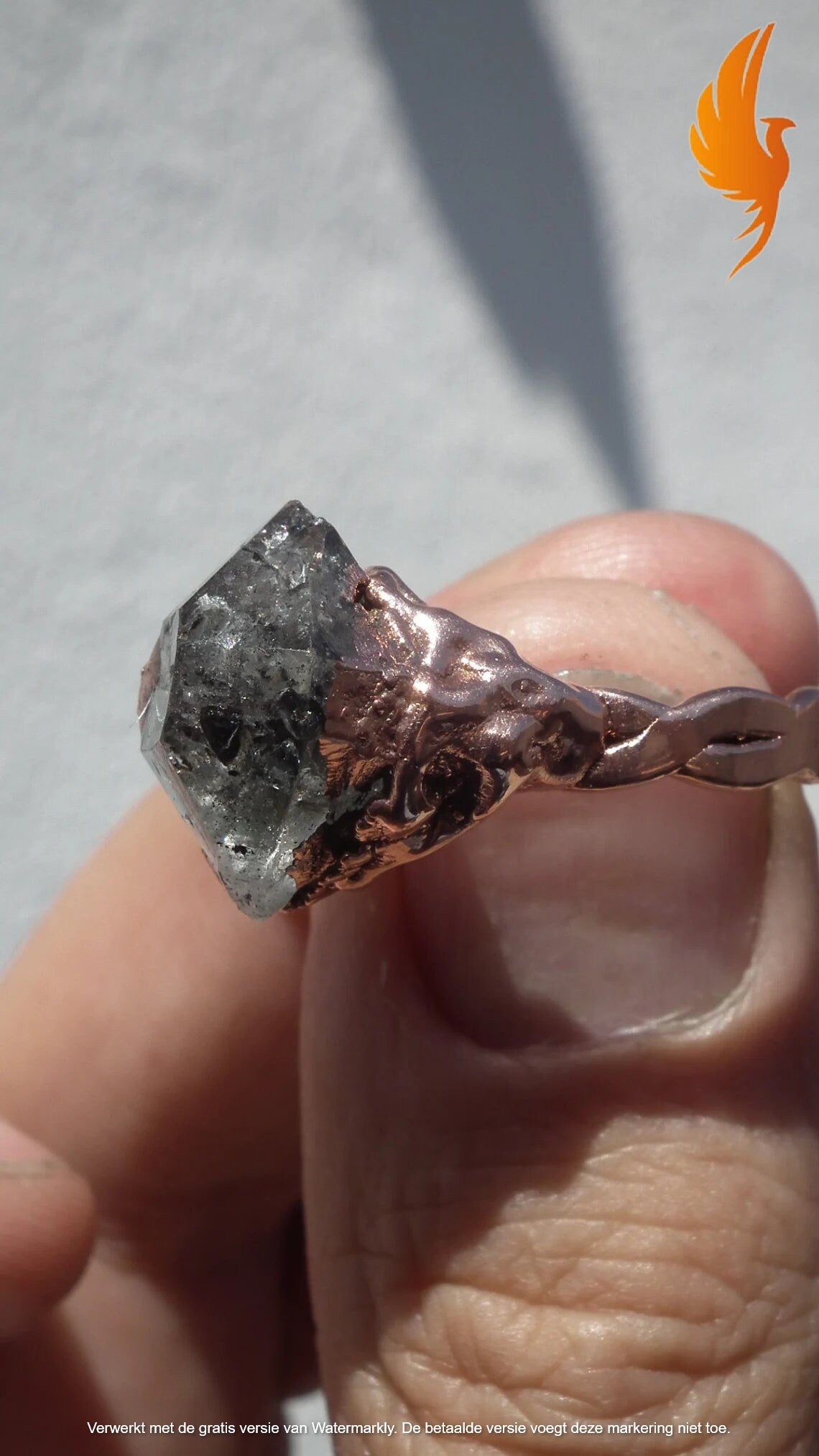 Electroformed Copper Herkimer diamond ring