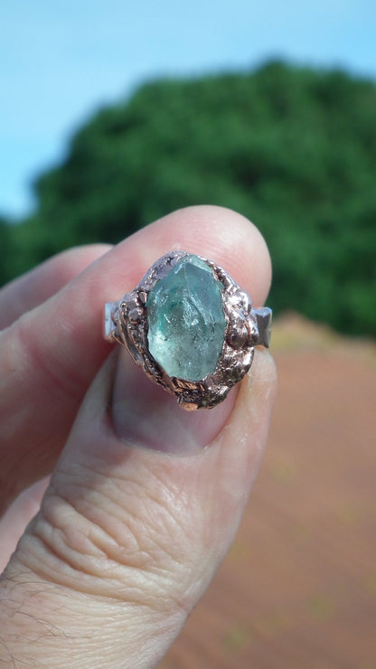 Herkimer diamond ring / herkimer ring / Electroformed Copper