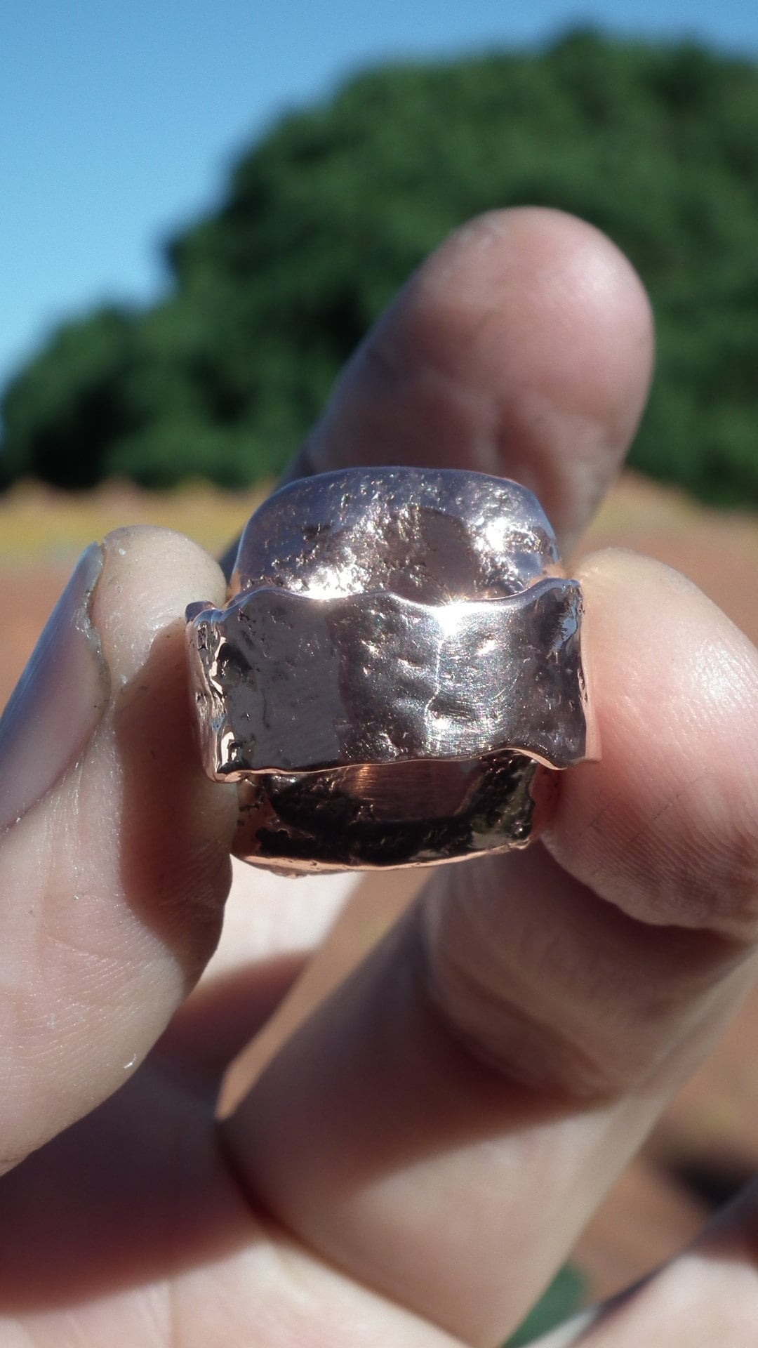 Pyrite ring / Electroformed Copper