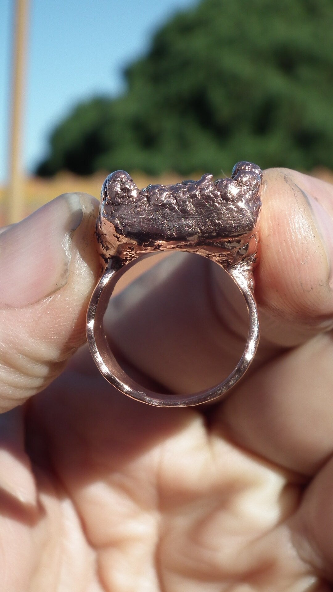 Pyrite ring / Electroformed Copper