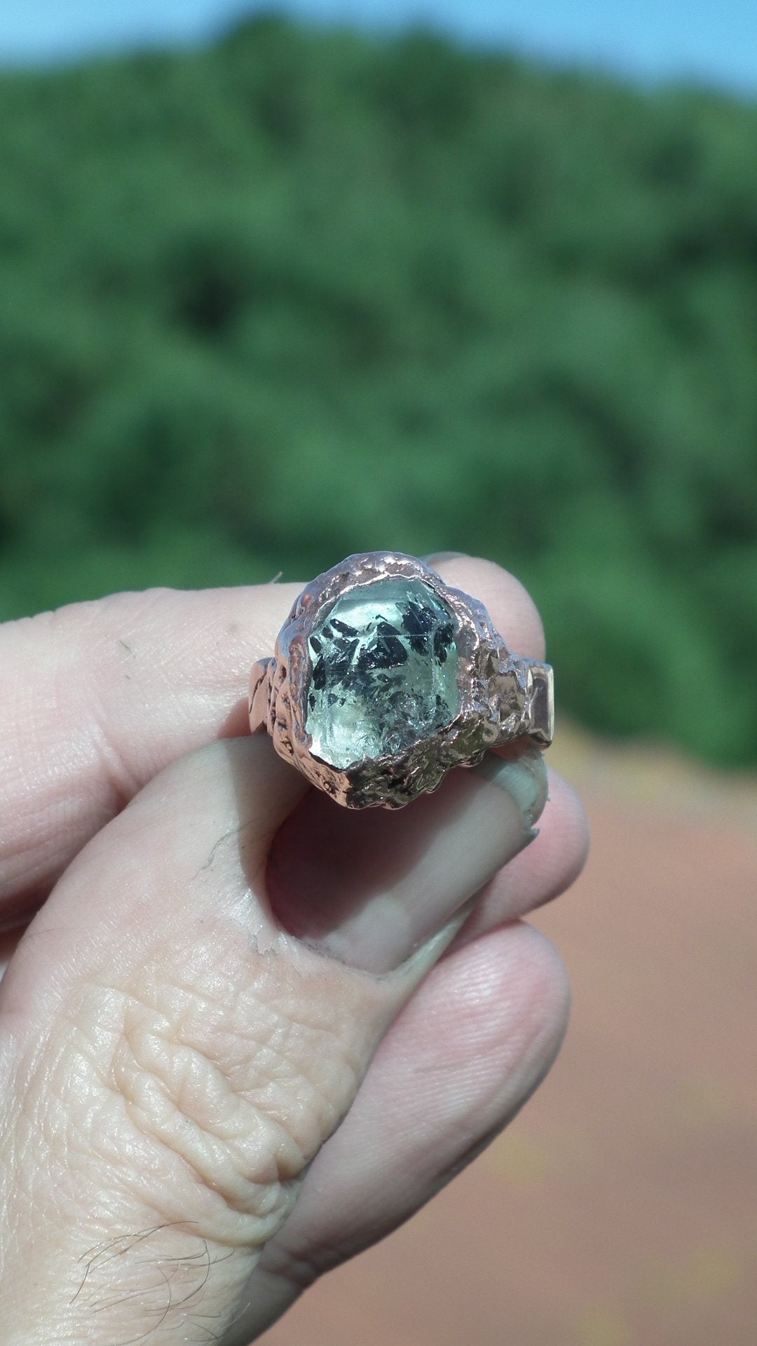 Raw herkimer diamond ring // Herkimer diamond jewelry // Electroformed copper